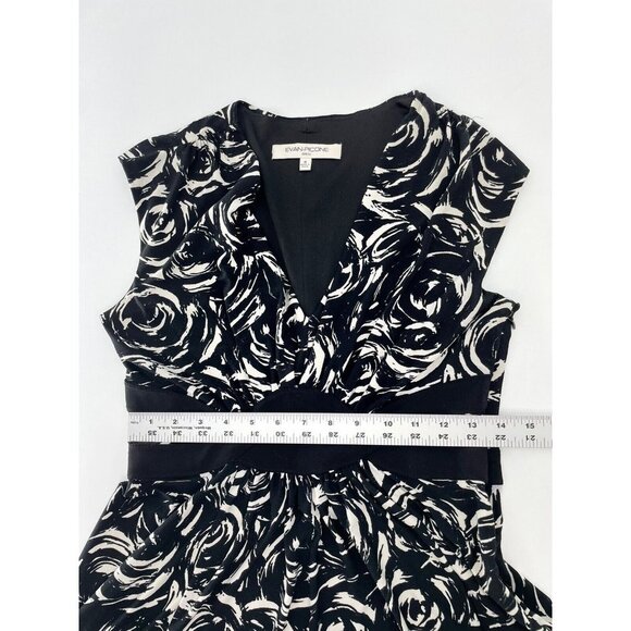 Evan Picone Women’s Black & White Swirl V Neck Dress Size 4 - Picture 6 of 9
